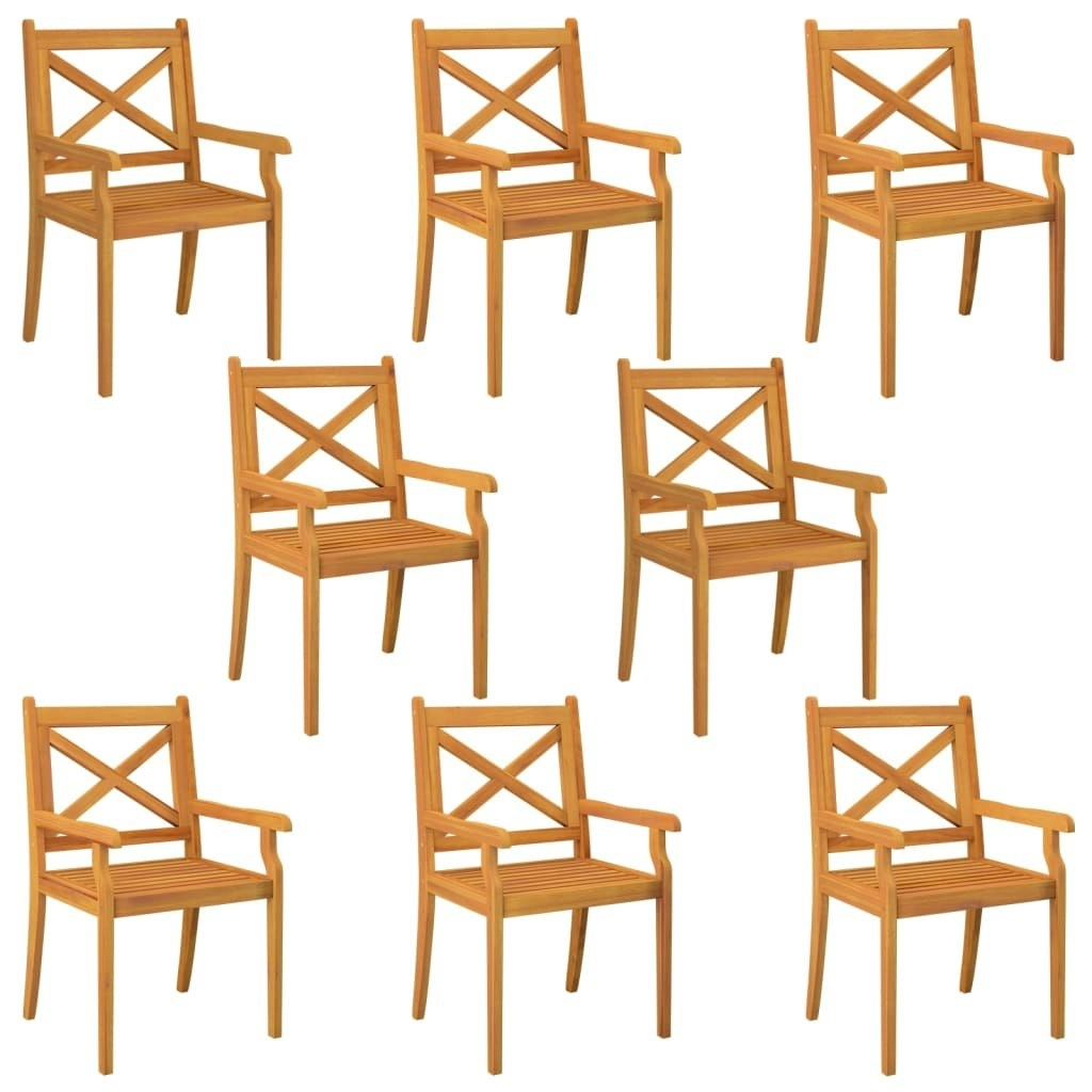 Outdoor Dining Chairs 8 pcs Solid Wood Acacia 3098662