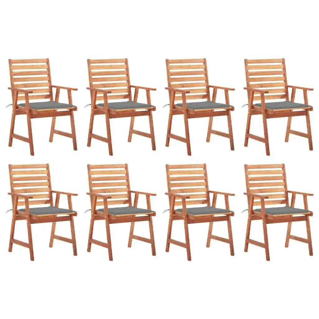 Outdoor Dining Chairs 8 pcs with Cushions Solid Acacia Wood 3078375