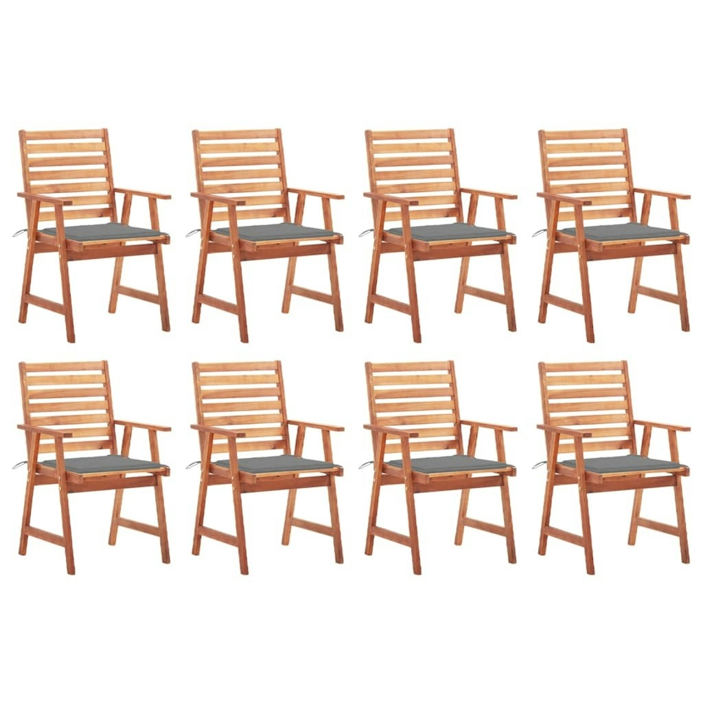 Outdoor Dining Chairs 8 pcs with Cushions Solid Acacia Wood 3078375