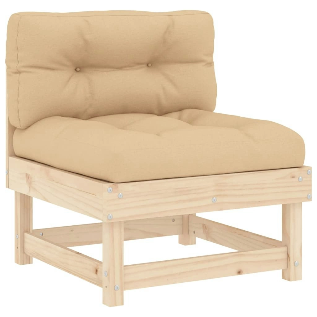 Middle Sofa with Cushions Solid Wood Pine 825429