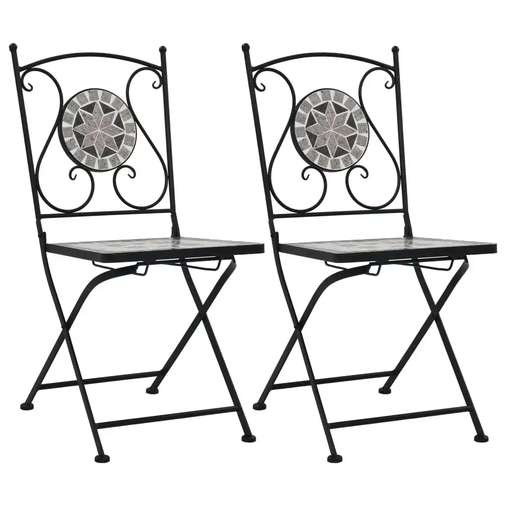 Mosaic Bistro Chairs 2 pcs Grey 46716