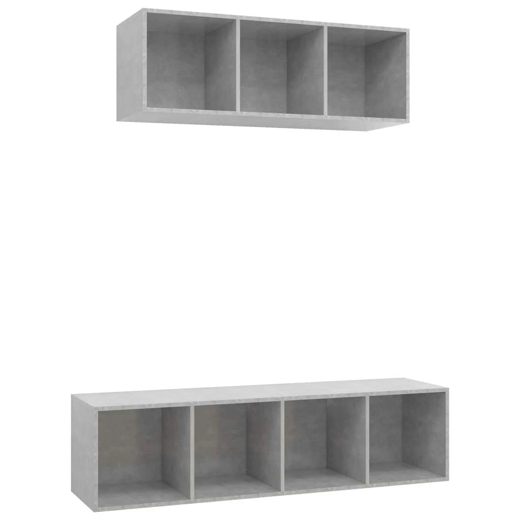 2 Piece TV Cabinet Set Concrete Grey Engineered Wood 3079794