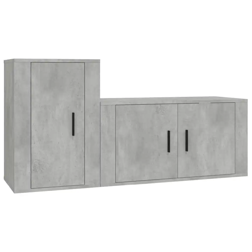 2 Piece TV Cabinet Set Concrete Grey Engineered Wood 3188466