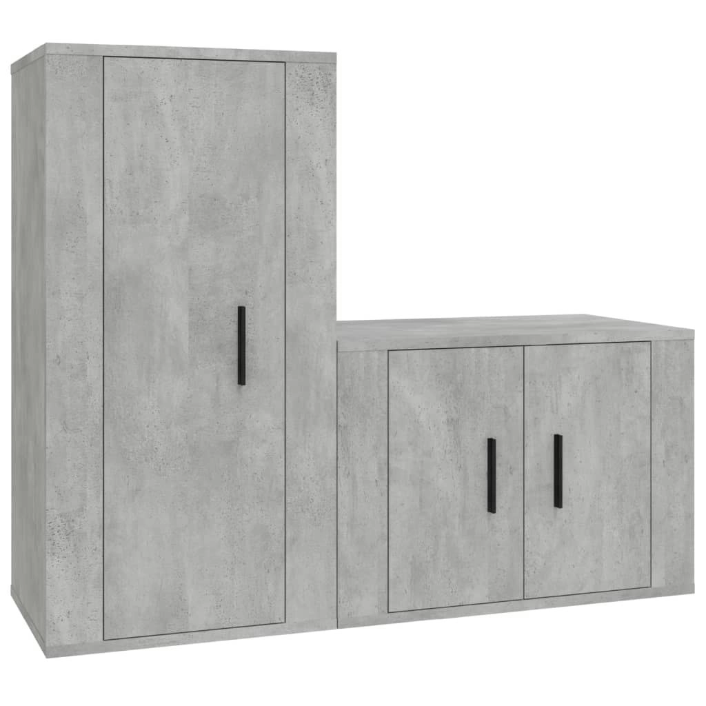 2 Piece TV Cabinet Set Concrete Grey Engineered Wood 3188458