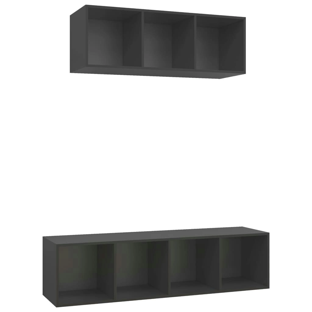 2 Piece TV Cabinet Set Grey Engineered Wood 3079792