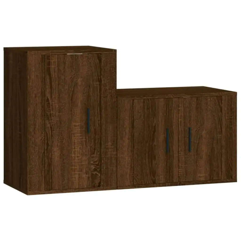 2 Piece TV Cabinet Set Brown Oak Engineered Wood 3188453