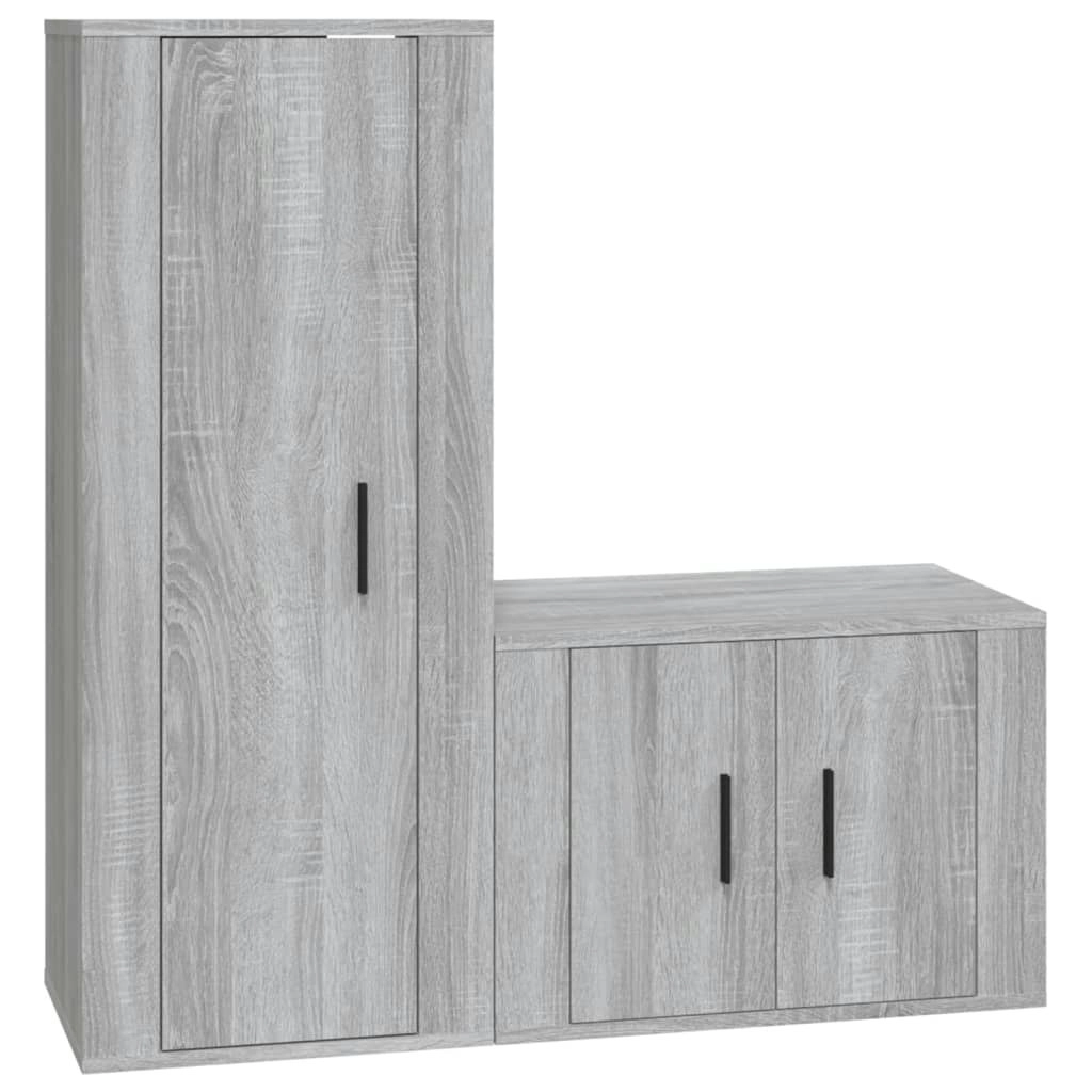 2 Piece TV Cabinet Set Grey Sonoma Engineered Wood 3188724