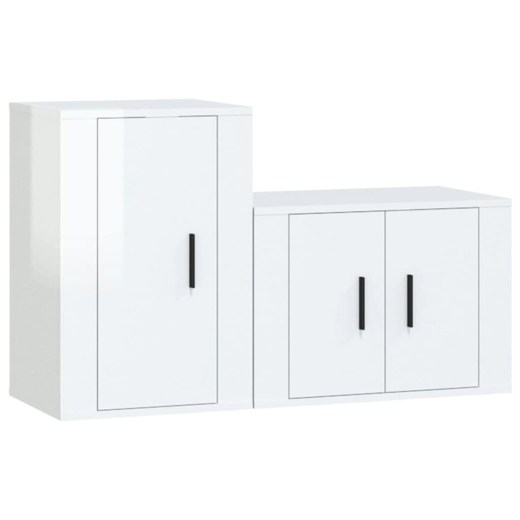 2 Piece TV Cabinet Set High Gloss White Engineered Wood 3188448