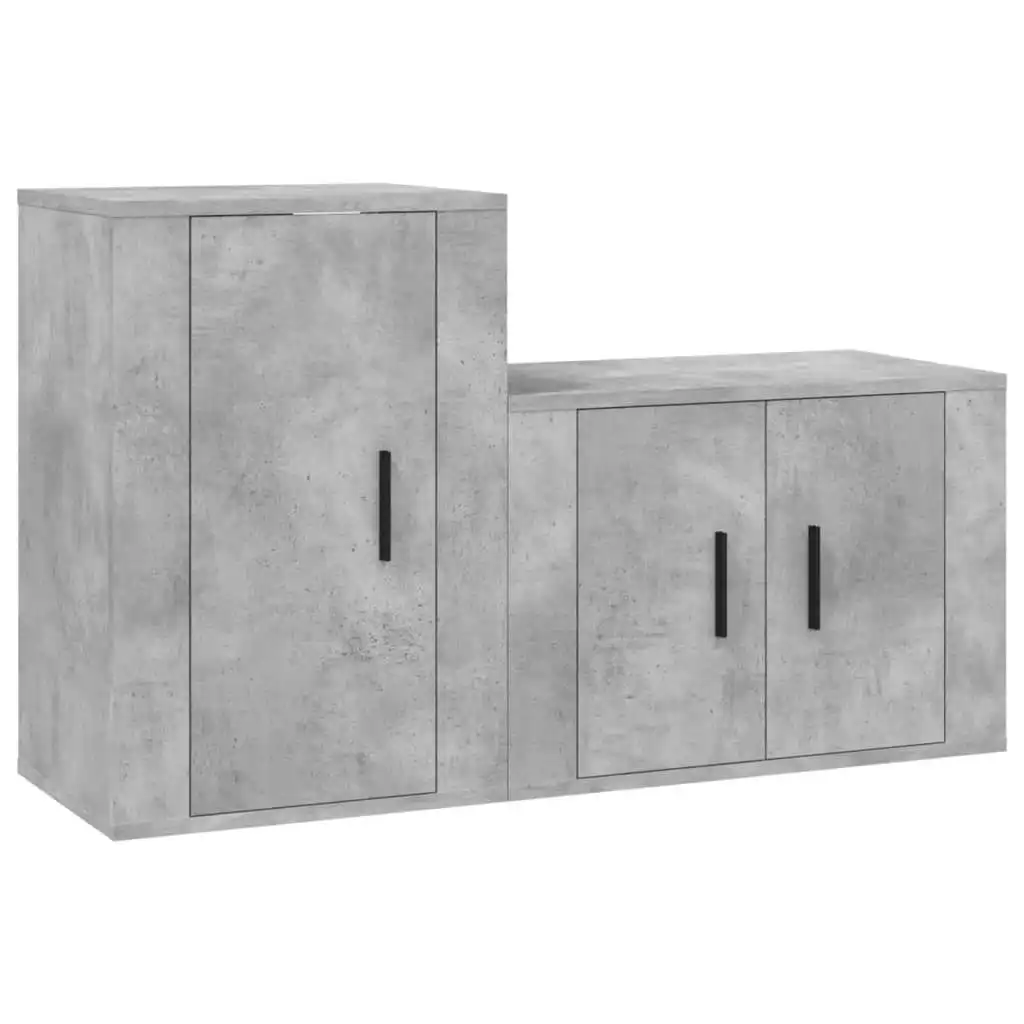 2 Piece TV Cabinet Set Concrete Grey Engineered Wood 3188394