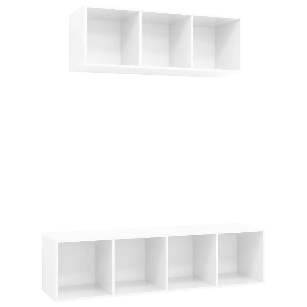 2 Piece TV Cabinet Set High Gloss White Engineered Wood 3079796