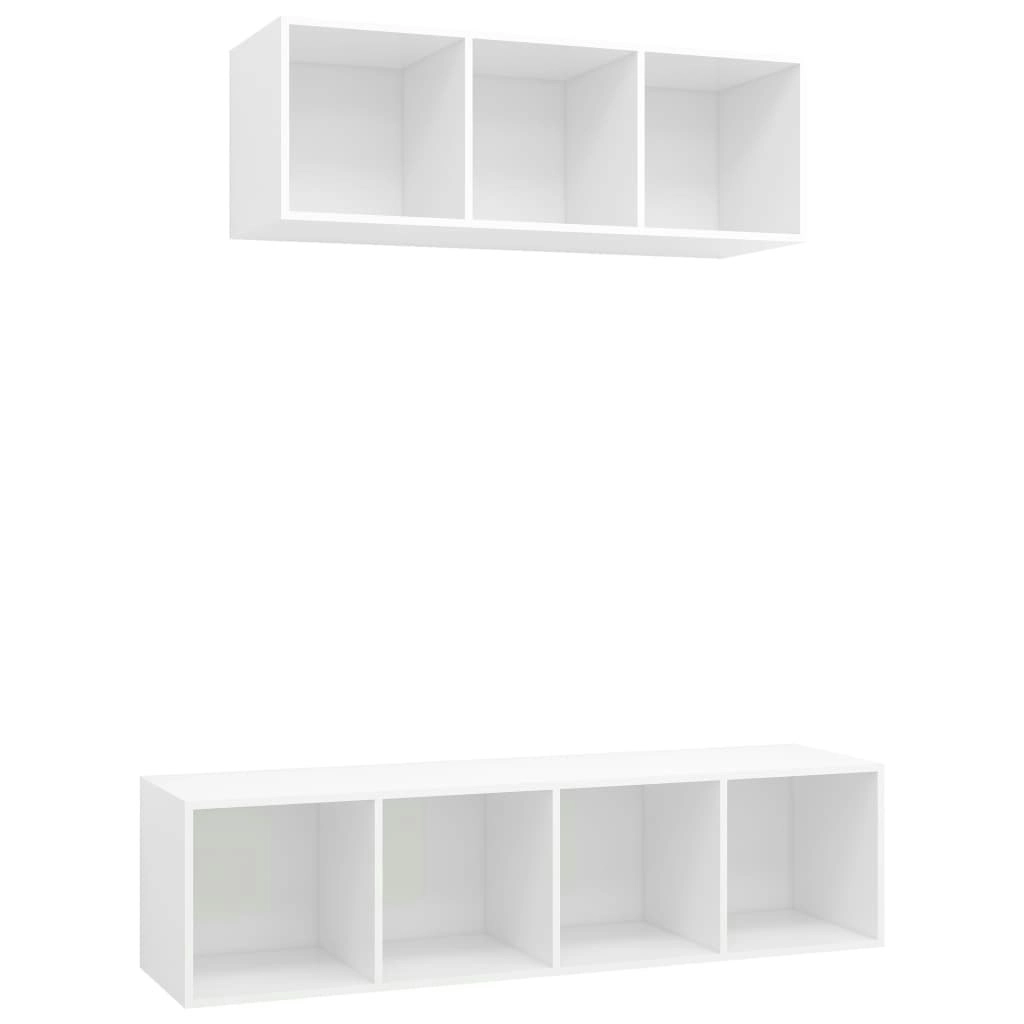 2 Piece TV Cabinet Set White Engineered Wood 3079790