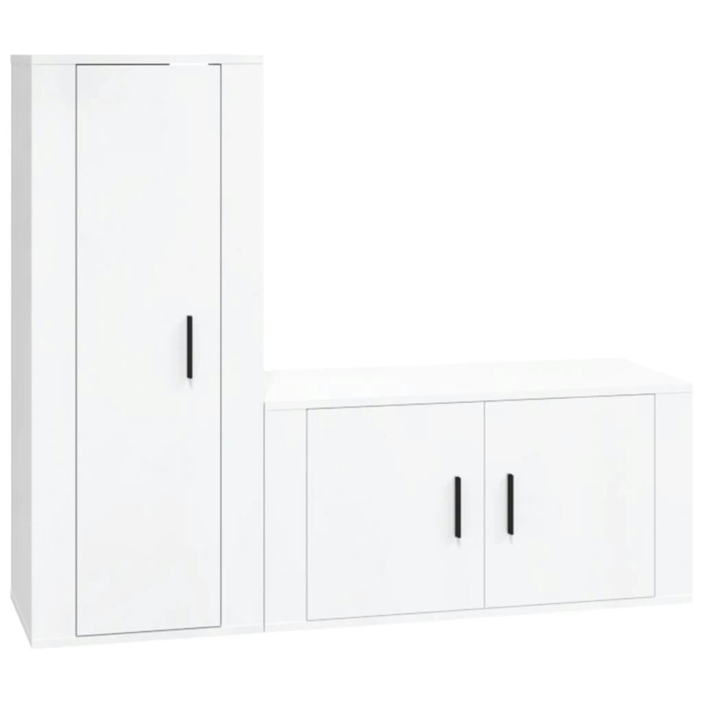 2 Piece TV Cabinet Set High Gloss White Engineered Wood 3188728