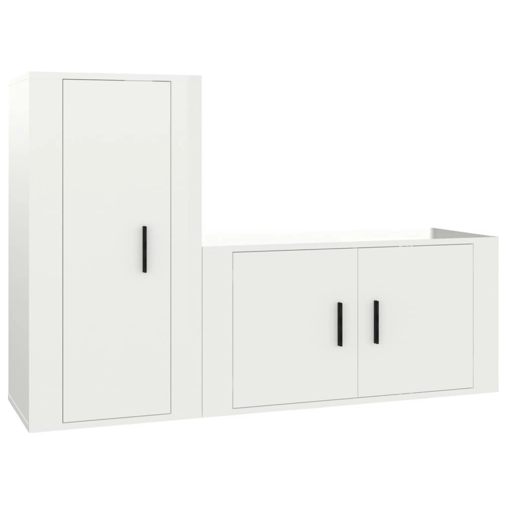 2 Piece TV Cabinet Set High Gloss White Engineered Wood 3188472