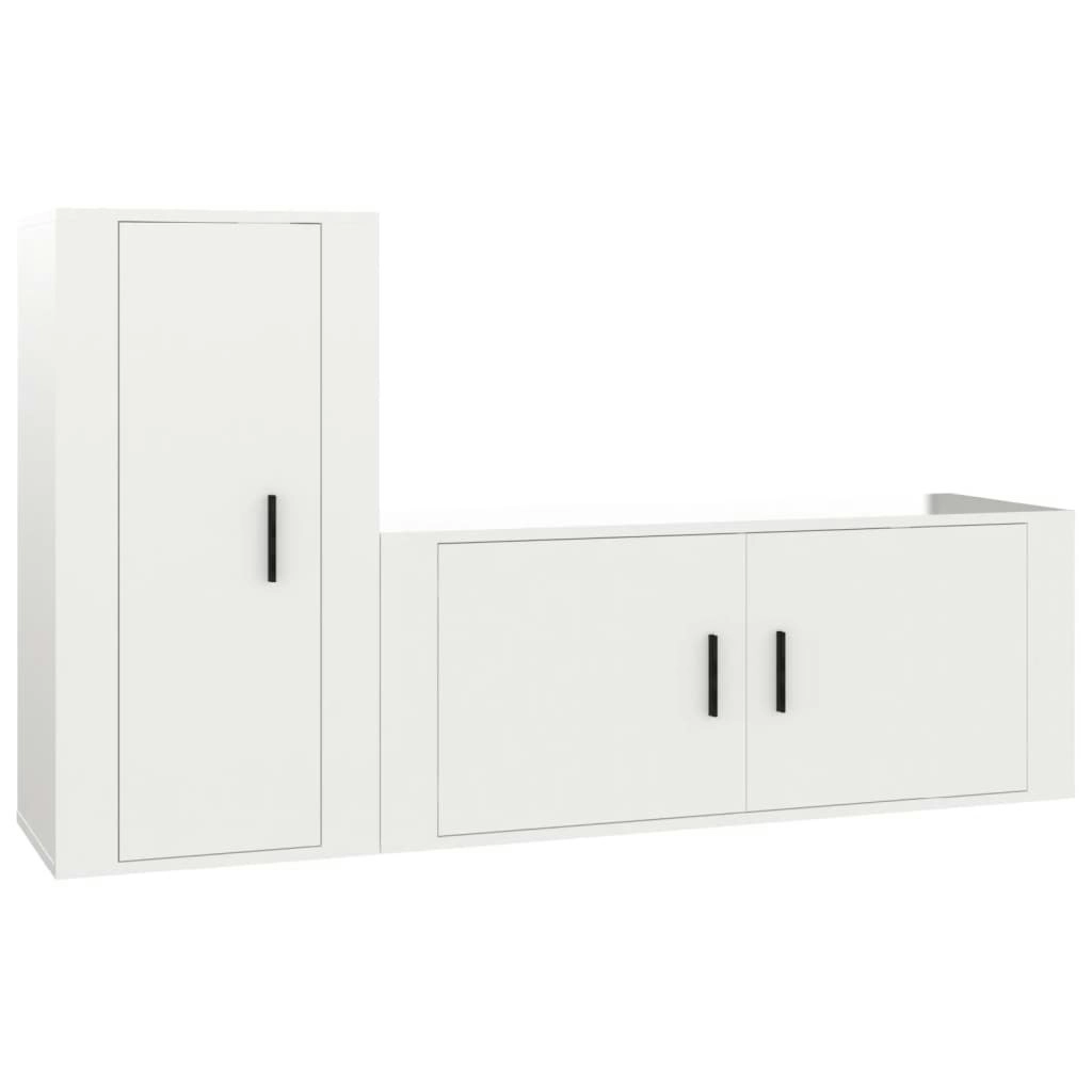 2 Piece TV Cabinet Set High Gloss White Engineered Wood 3188488