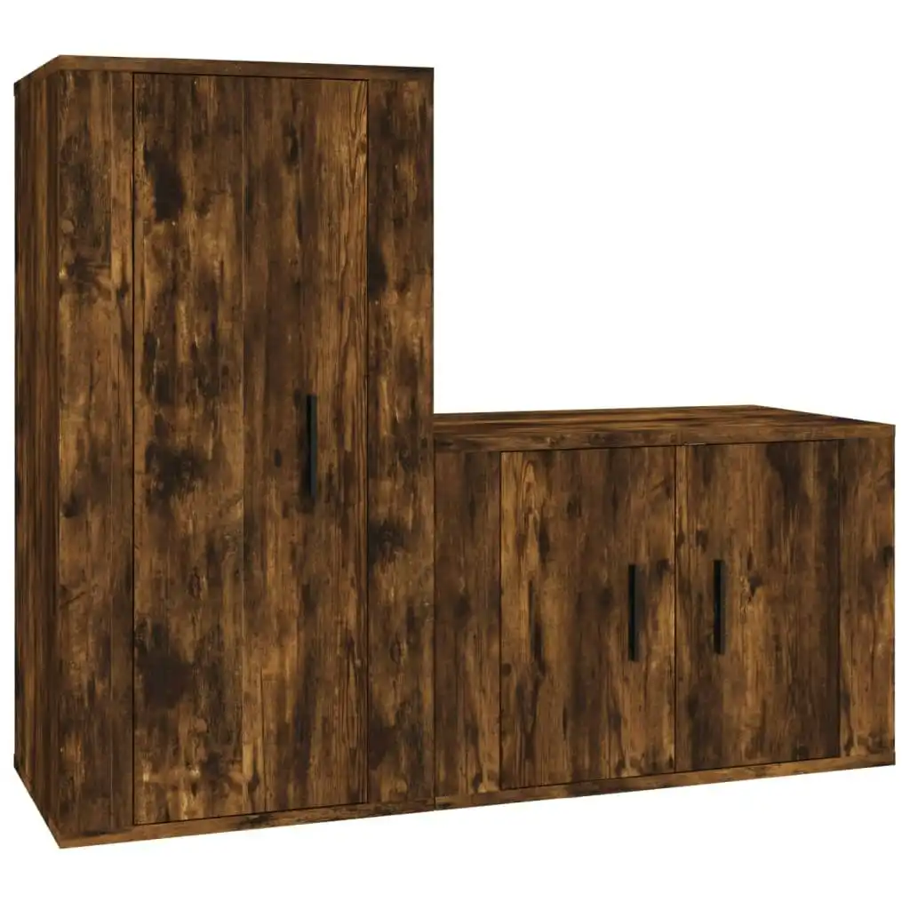 2 Piece TV Cabinet Set Smoked Oak Engineered Wood 3188459