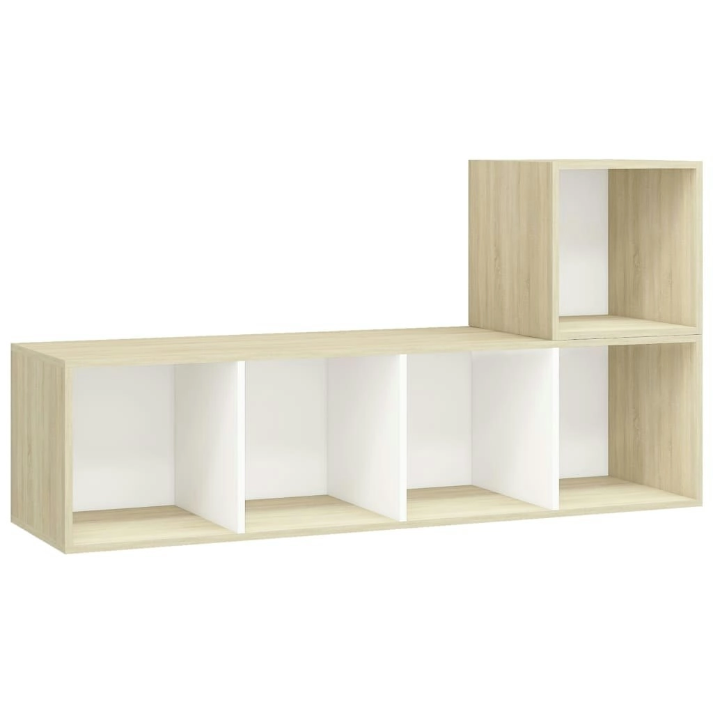 2 Piece TV Cabinet Set White and Sonoma Oak Engineered Wood 3079804