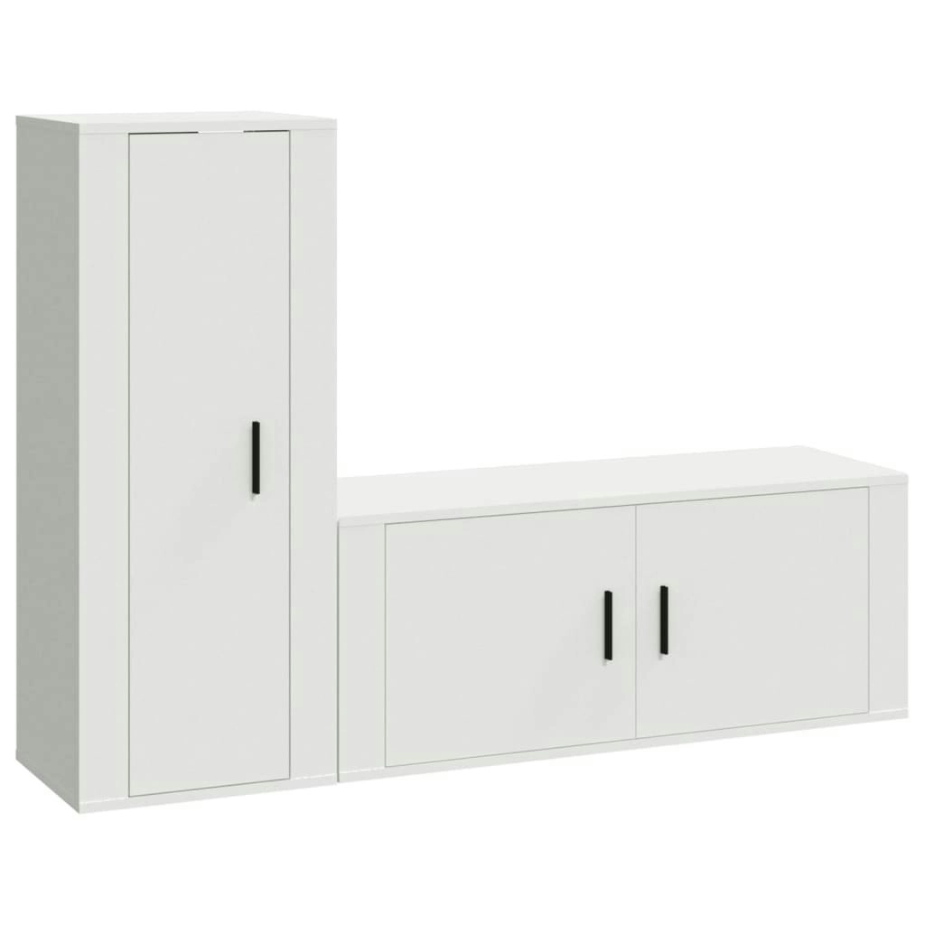 2 Piece TV Cabinet Set White Engineered Wood 3188734