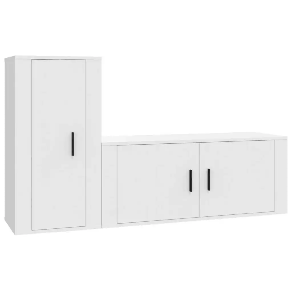 2 Piece TV Cabinet Set White Engineered Wood 3188486