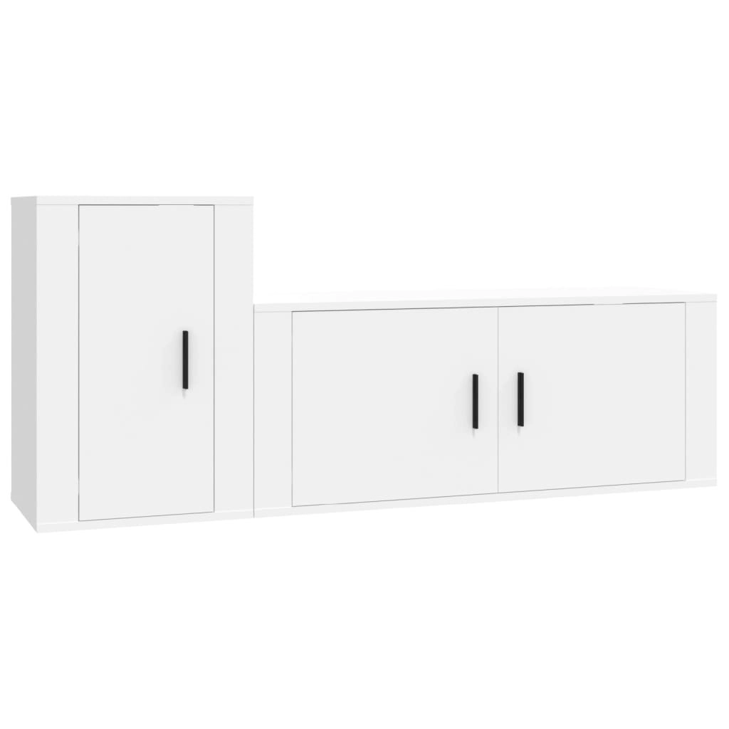 2 Piece TV Cabinet Set White Engineered Wood 3188478