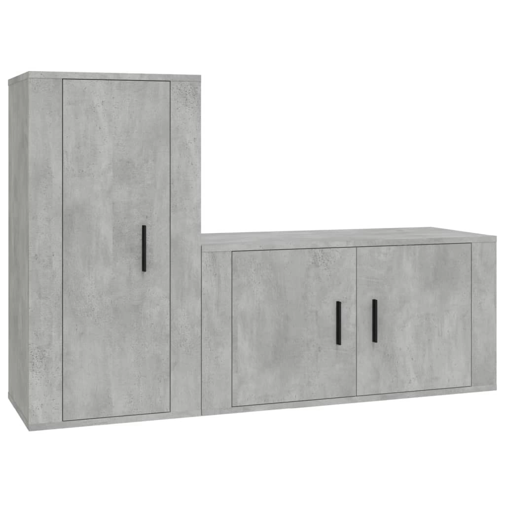 2 Piece TV Cabinet Set Concrete Grey Engineered Wood 3188474