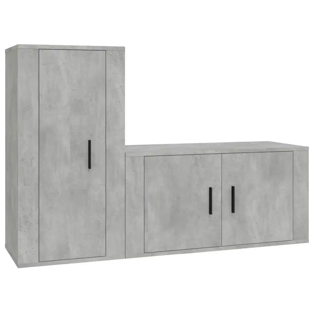 2 Piece TV Cabinet Set Concrete Grey Engineered Wood 3188474