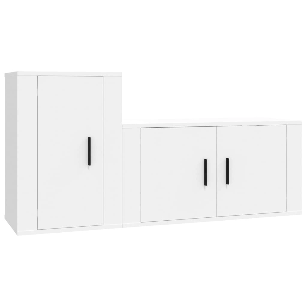 2 Piece TV Cabinet Set White Engineered Wood 3188462