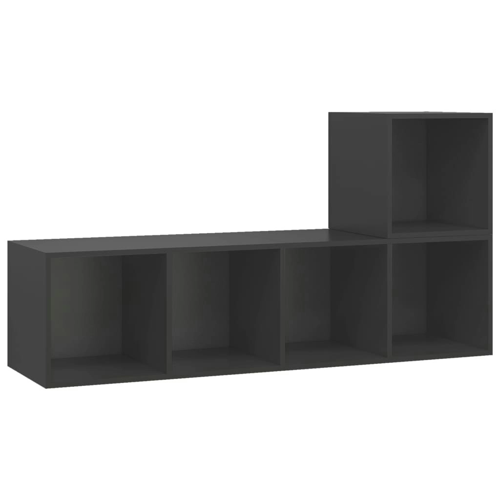 2 Piece TV Cabinet Set Grey Engineered Wood 3079801