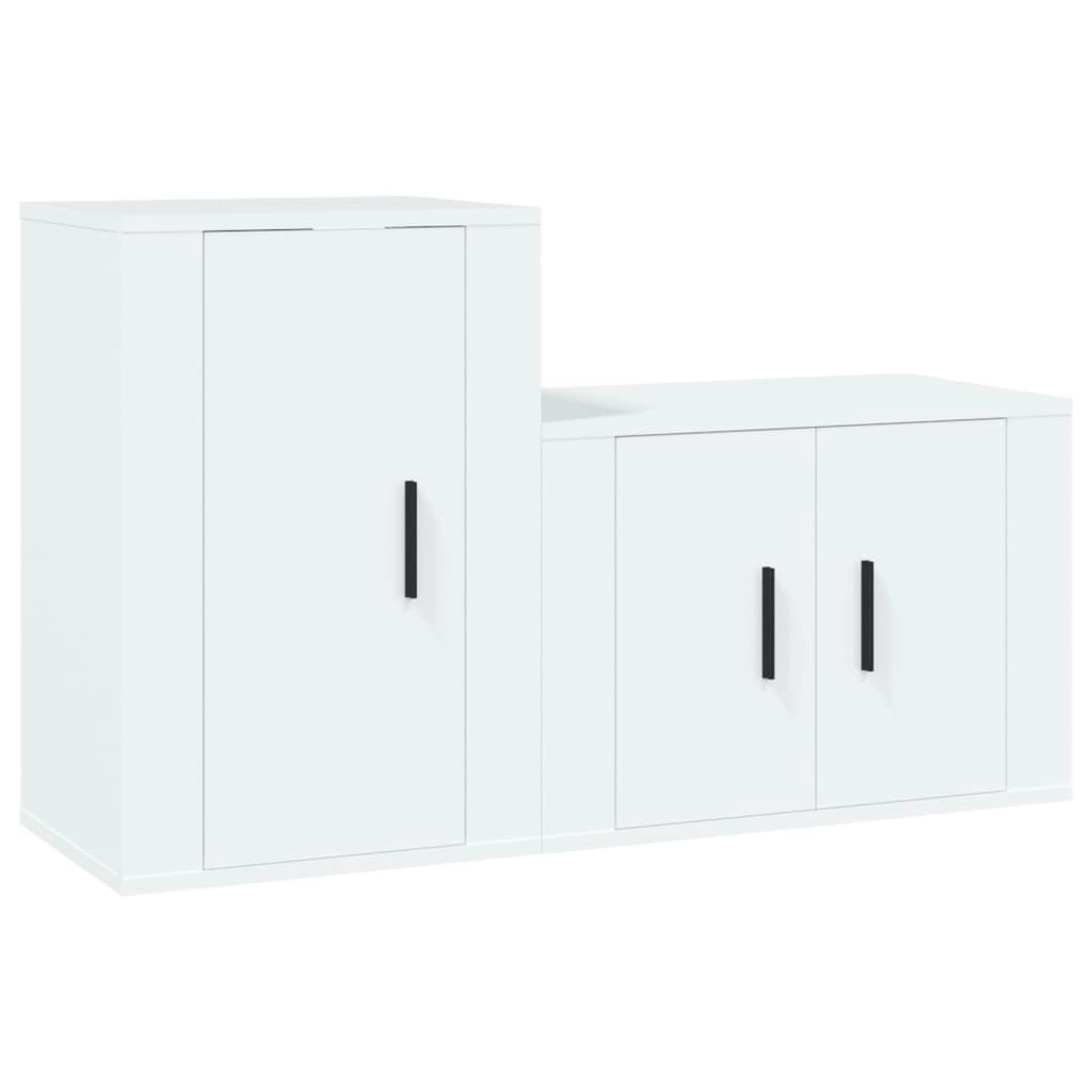 2 Piece TV Cabinet Set White Engineered Wood 3188390