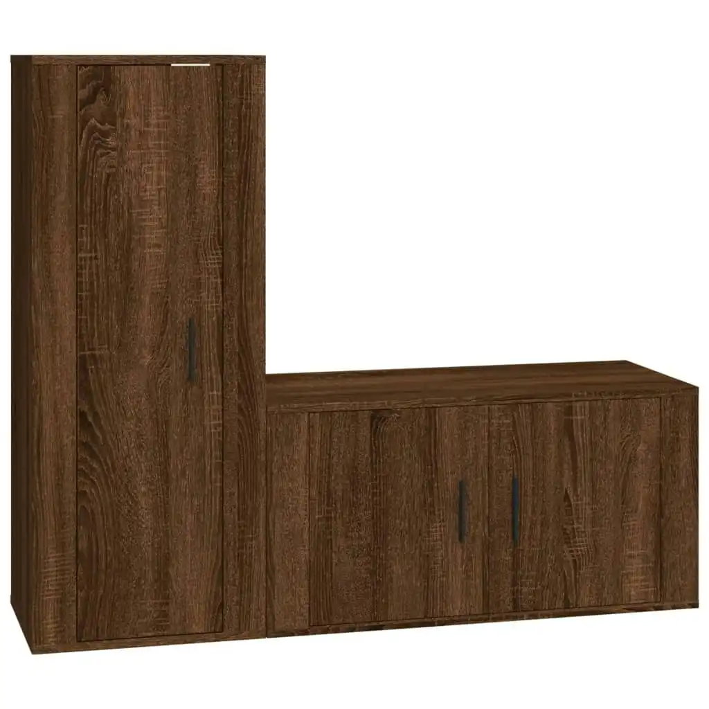 2 Piece TV Cabinet Set Brown Oak Engineered Wood 3188733