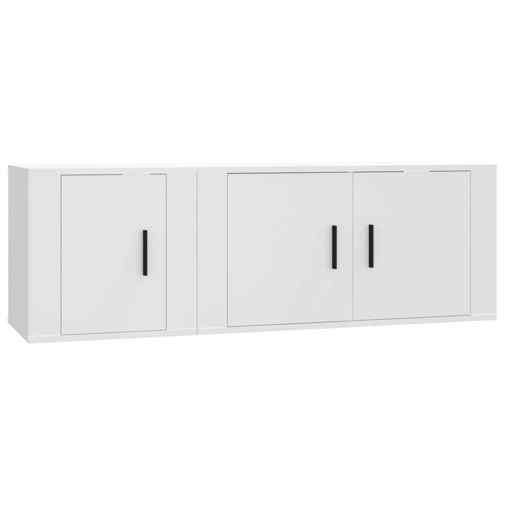 2 Piece TV Cabinet Set White Engineered Wood 3188406