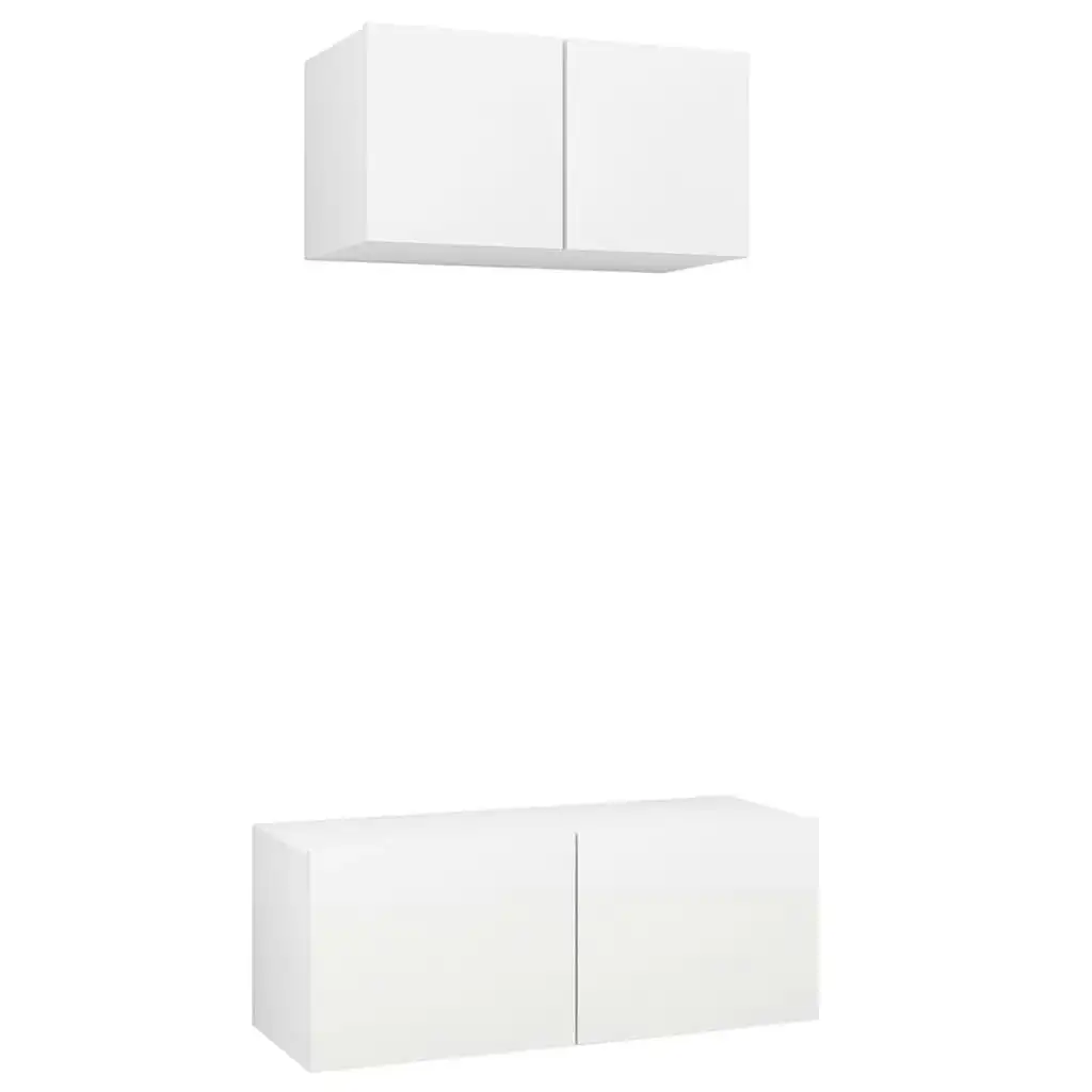 2 Piece TV Cabinet Set White Engineered Wood 3078700