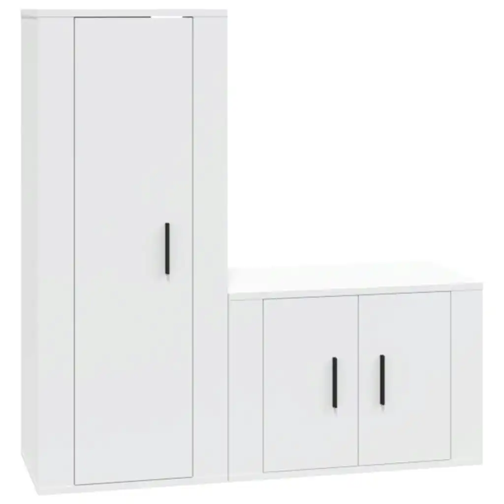 2 Piece TV Cabinet Set White Engineered Wood 3188718