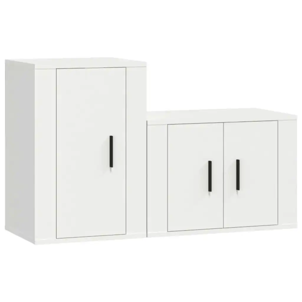 2 Piece TV Cabinet Set White Engineered Wood 3188446