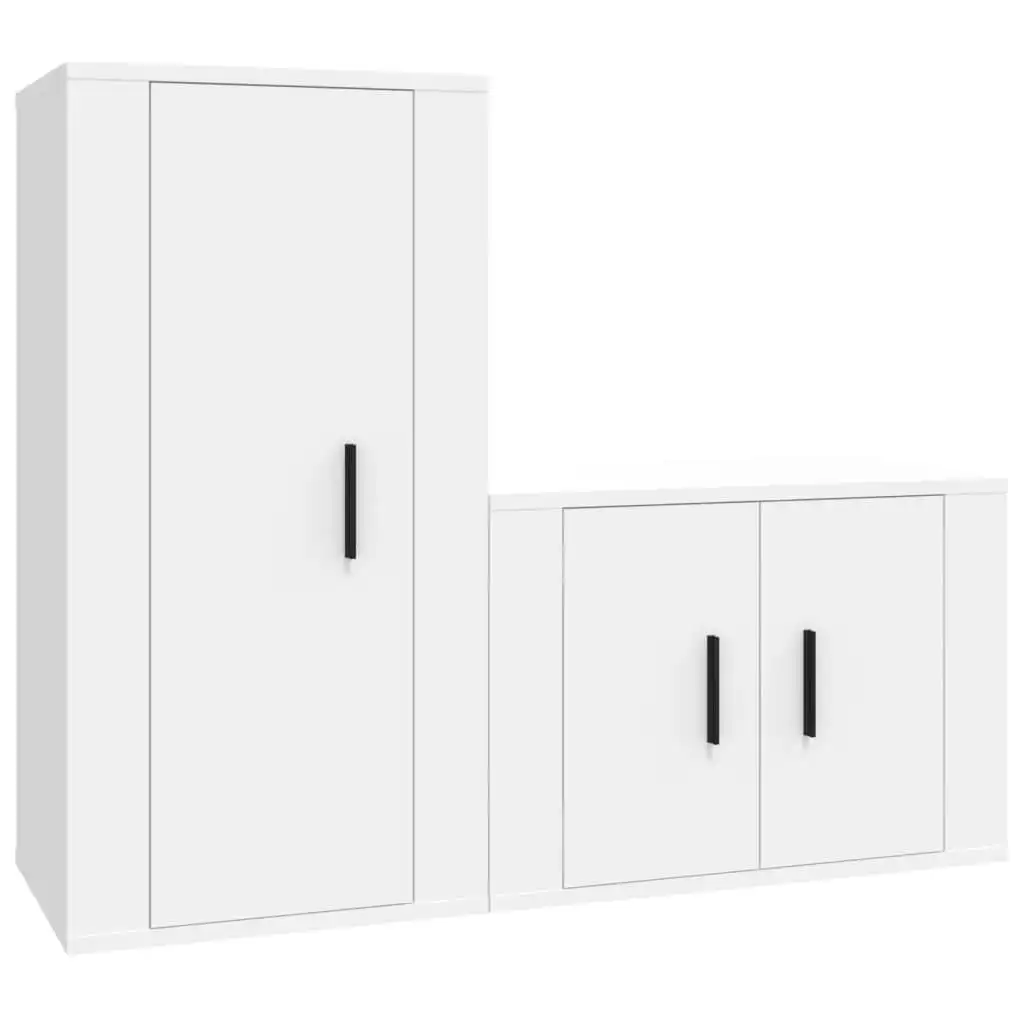 2 Piece TV Cabinet Set White Engineered Wood 3188454