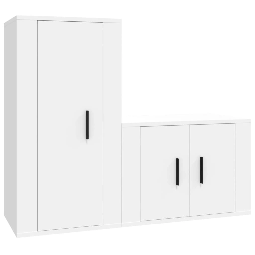 2 Piece TV Cabinet Set White Engineered Wood 3188454