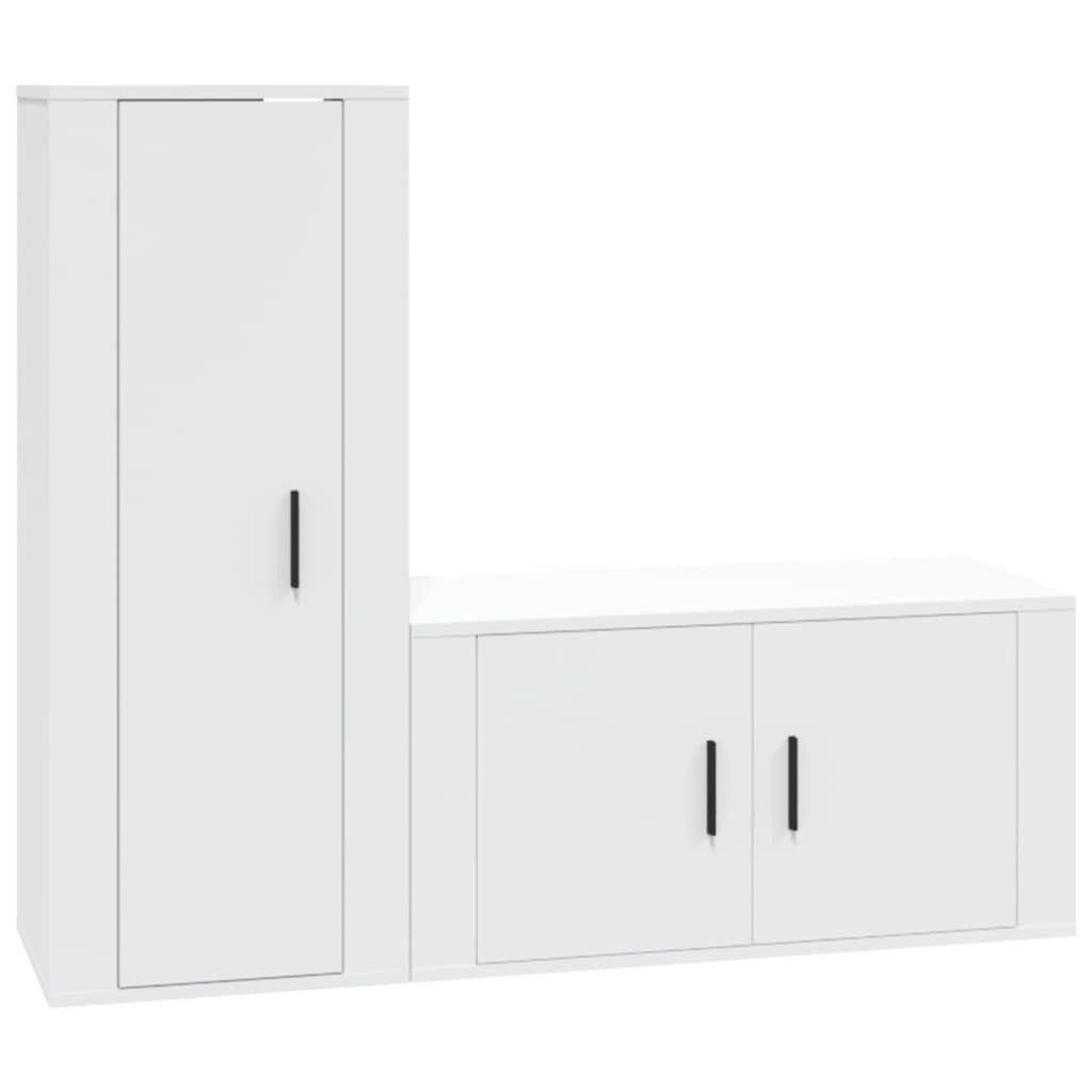 2 Piece TV Cabinet Set White Engineered Wood 3188726