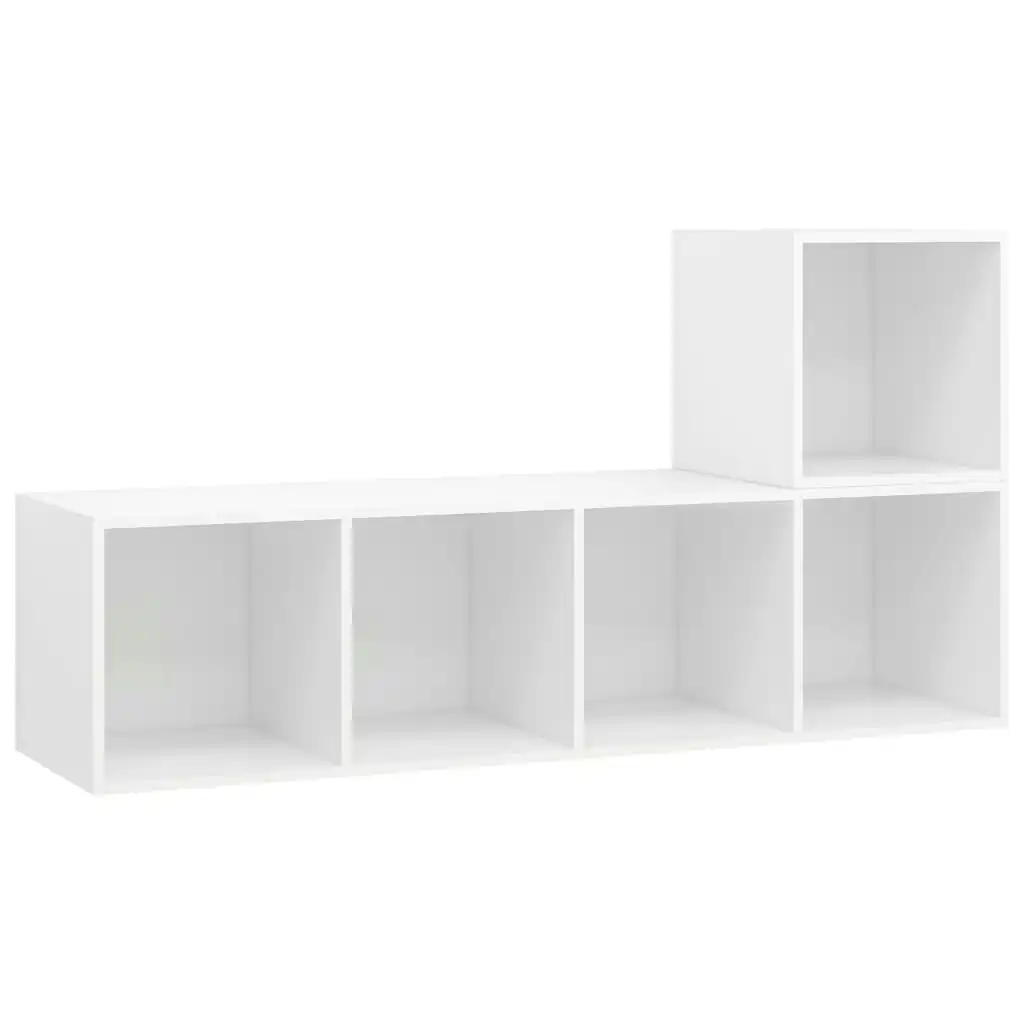 2 Piece TV Cabinet Set White Engineered Wood 3079799