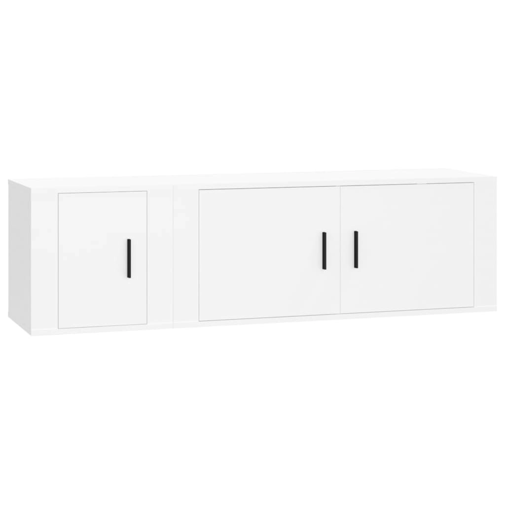 2 Piece TV Cabinet Set White Engineered Wood 3188422