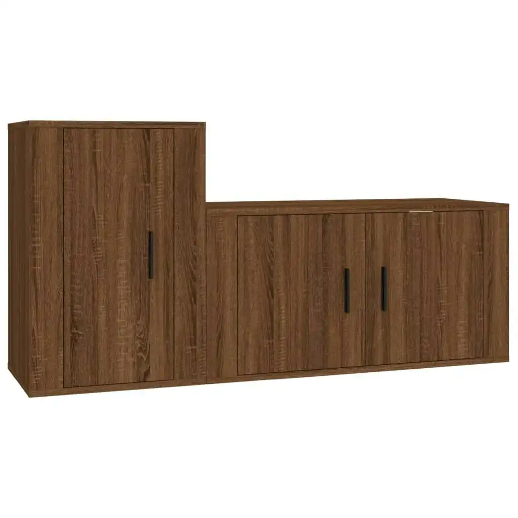 2 Piece TV Cabinet Set Brown Oak Engineered Wood 3188469