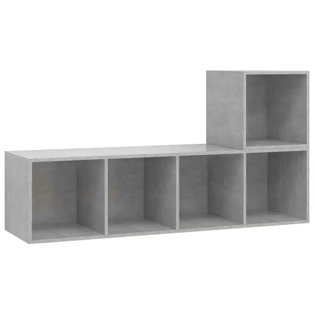 2 Piece TV Cabinet Set Concrete Grey Engineered Wood 3079803