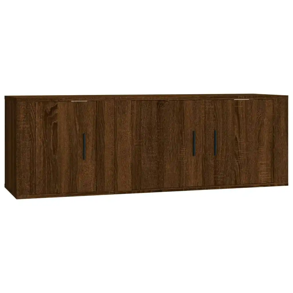 2 Piece TV Cabinet Set Brown Oak Engineered Wood 3188413