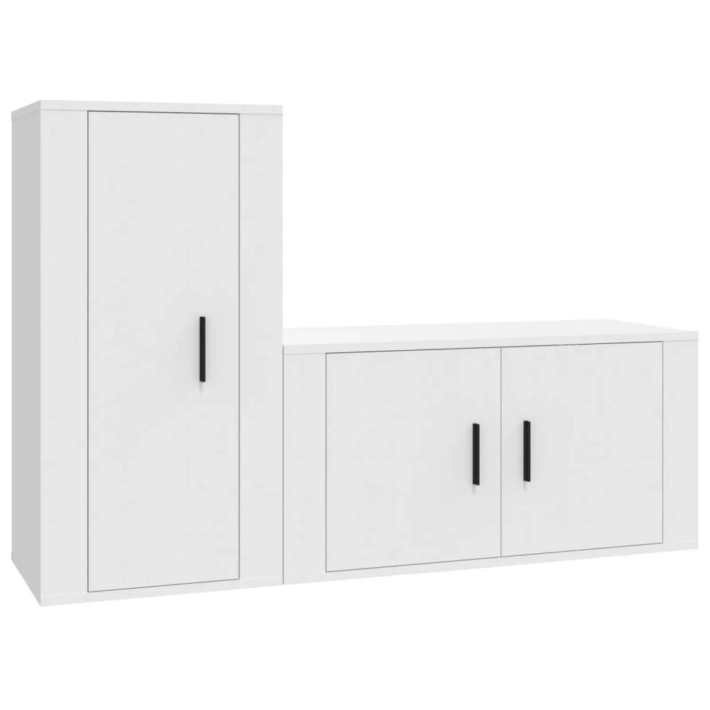 2 Piece TV Cabinet Set White Engineered Wood 3188470