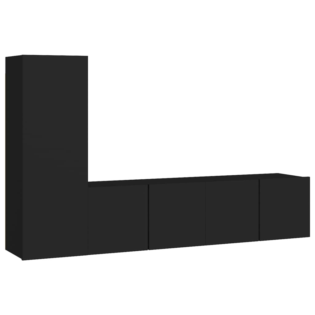 3 Piece TV Cabinet Set Black Engineered Wood 3078778