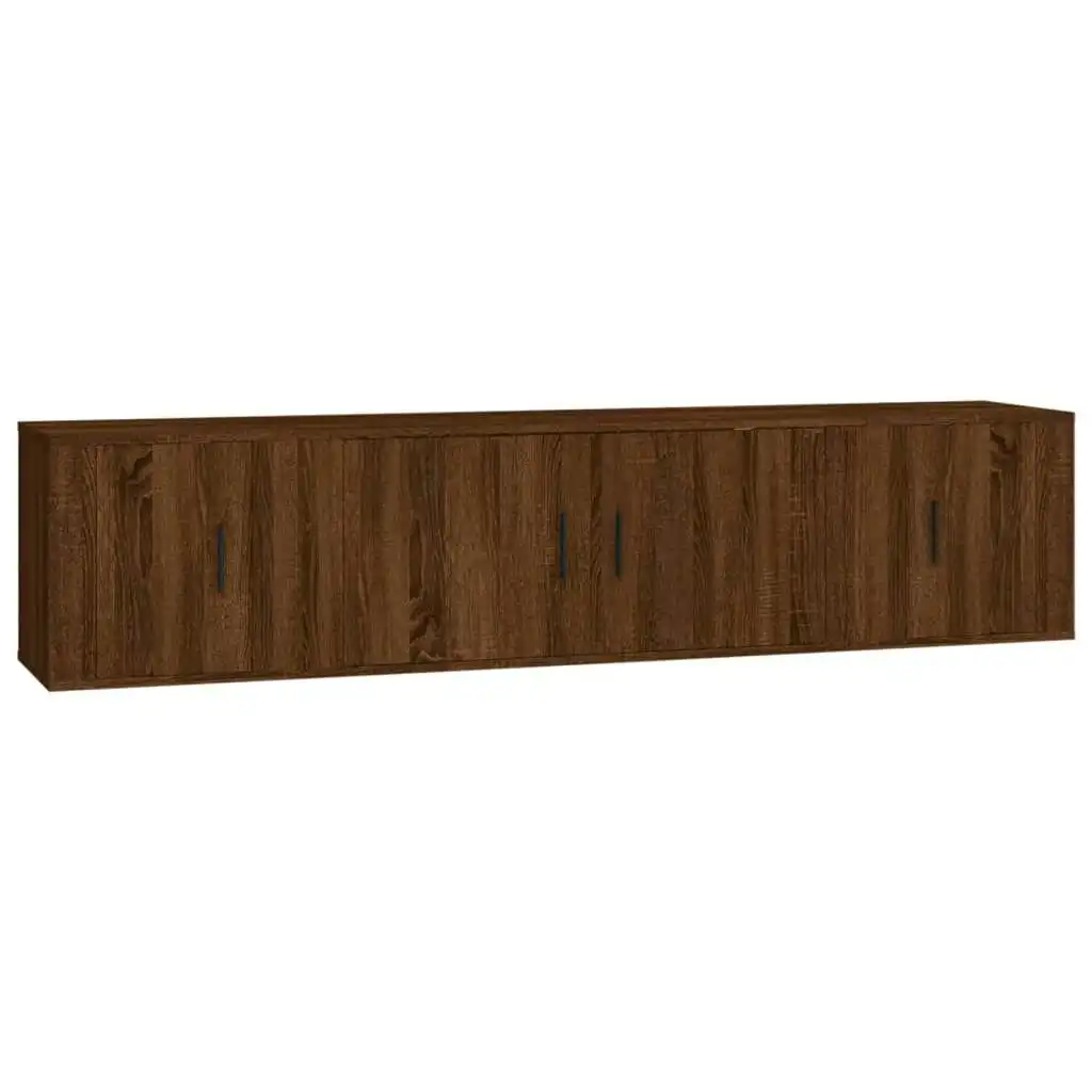 3 Piece TV Cabinet Set Brown Oak Engineered Wood 3188421