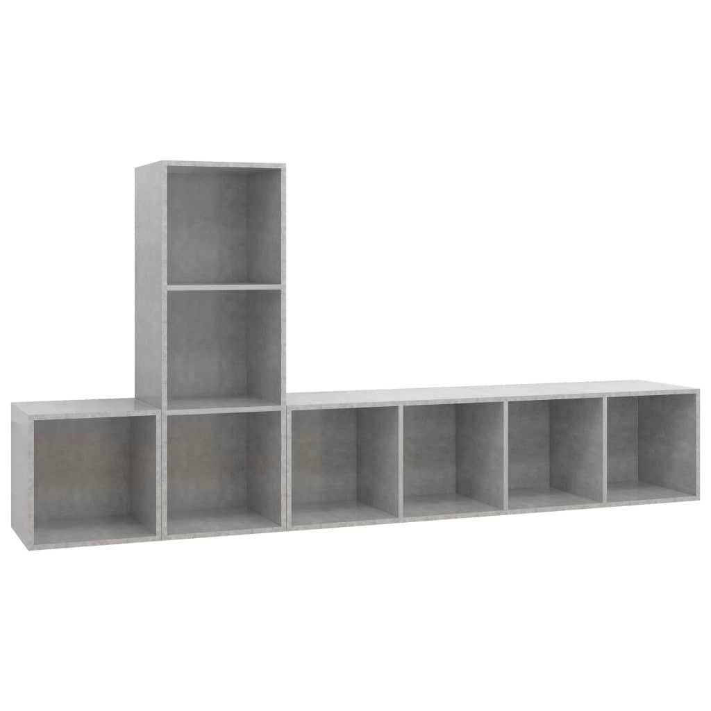 3 Piece TV Cabinet Set Concrete Grey Engineered Wood 3079830