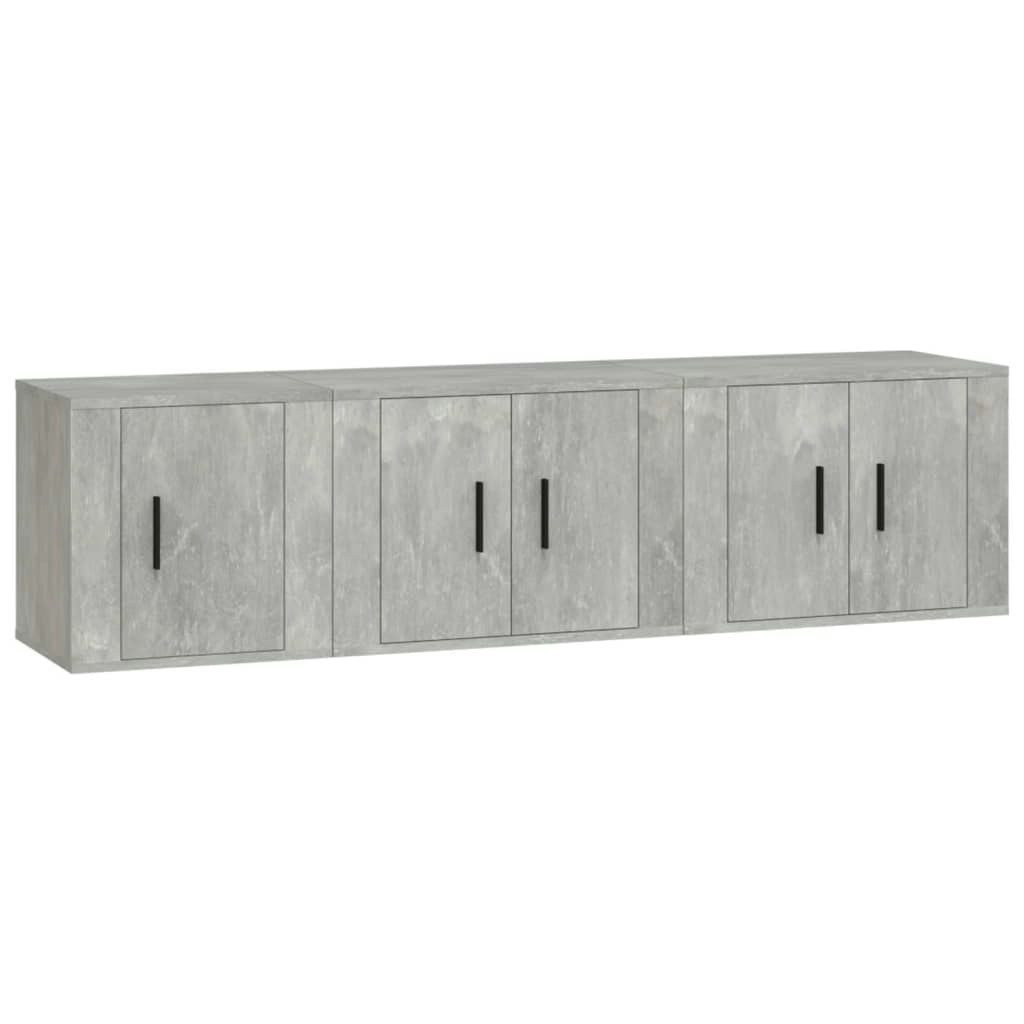 3 Piece TV Cabinet Set Concrete Grey Engineered Wood 3188442