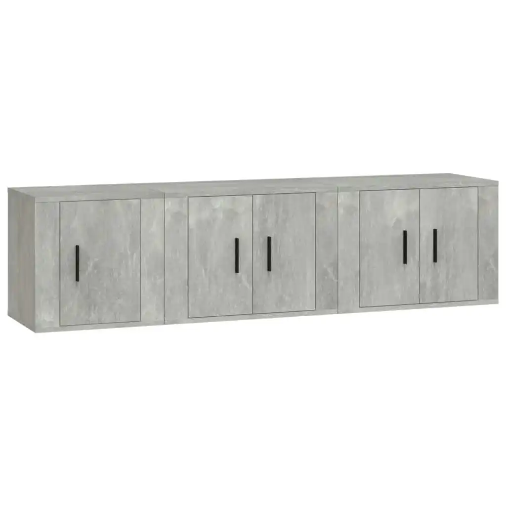 3 Piece TV Cabinet Set Concrete Grey Engineered Wood 3188442