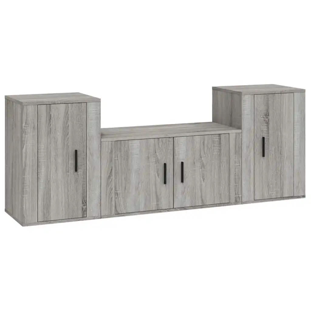 3 Piece TV Cabinet Set Grey Sonoma Engineered Wood 3188508