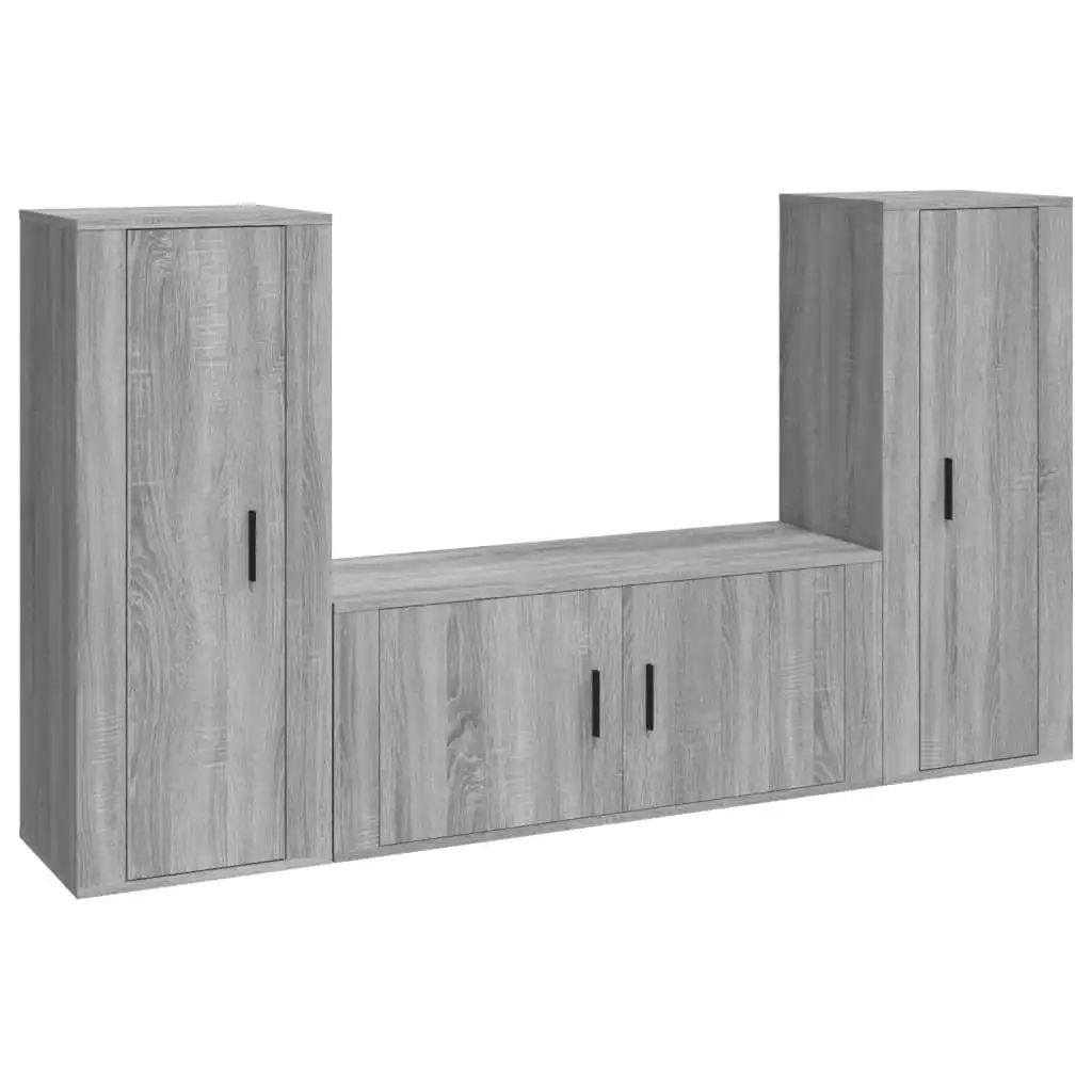 3 Piece TV Cabinet Set Grey Sonoma Engineered Wood 3188764