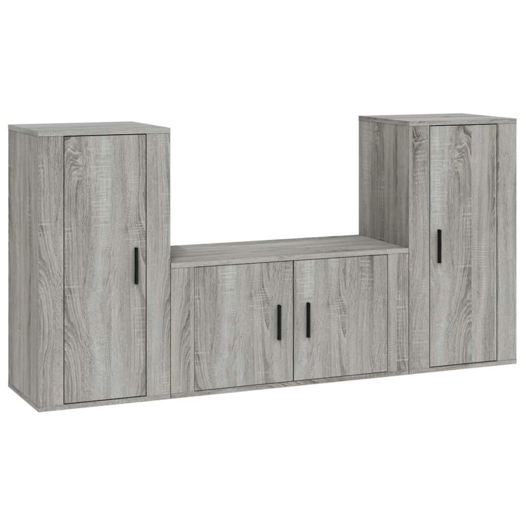 3 Piece TV Cabinet Set Grey Sonoma Engineered Wood 3188532